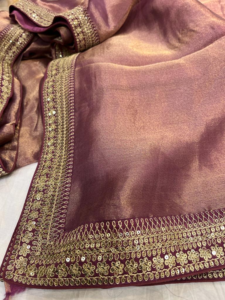 Kanjeevaram inspired tissue saree - Saffronfashionindia