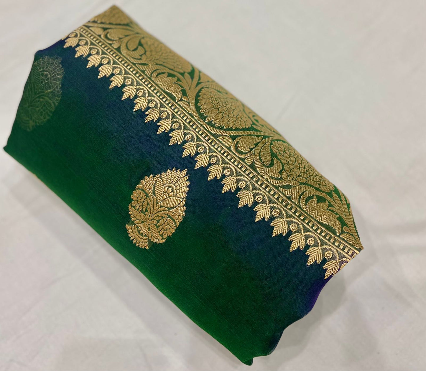 Lamba green organza kora silk saree - Saffronfashionindia