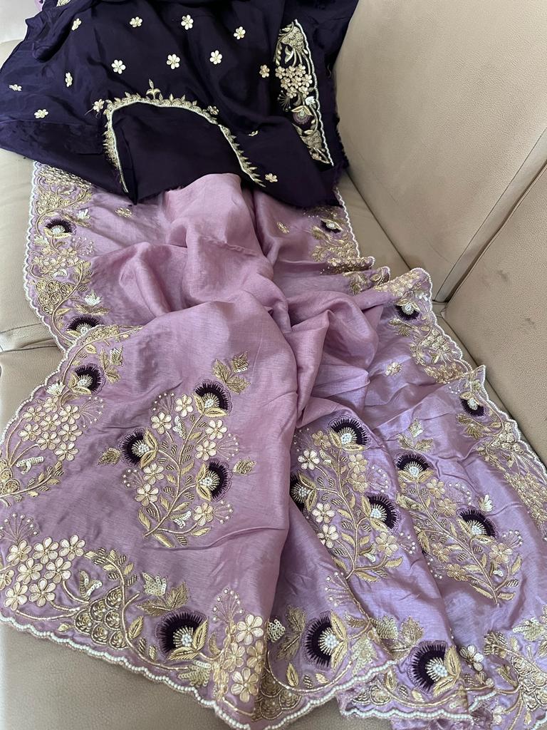 Navesha gottapatti zardosi saree - Saffronfashionindia