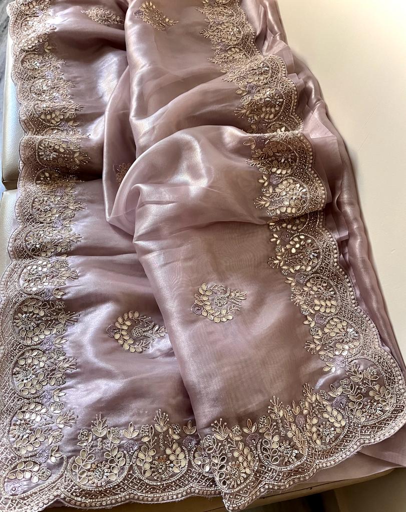 Gottapatti tissue organza saree - Saffronfashionindia