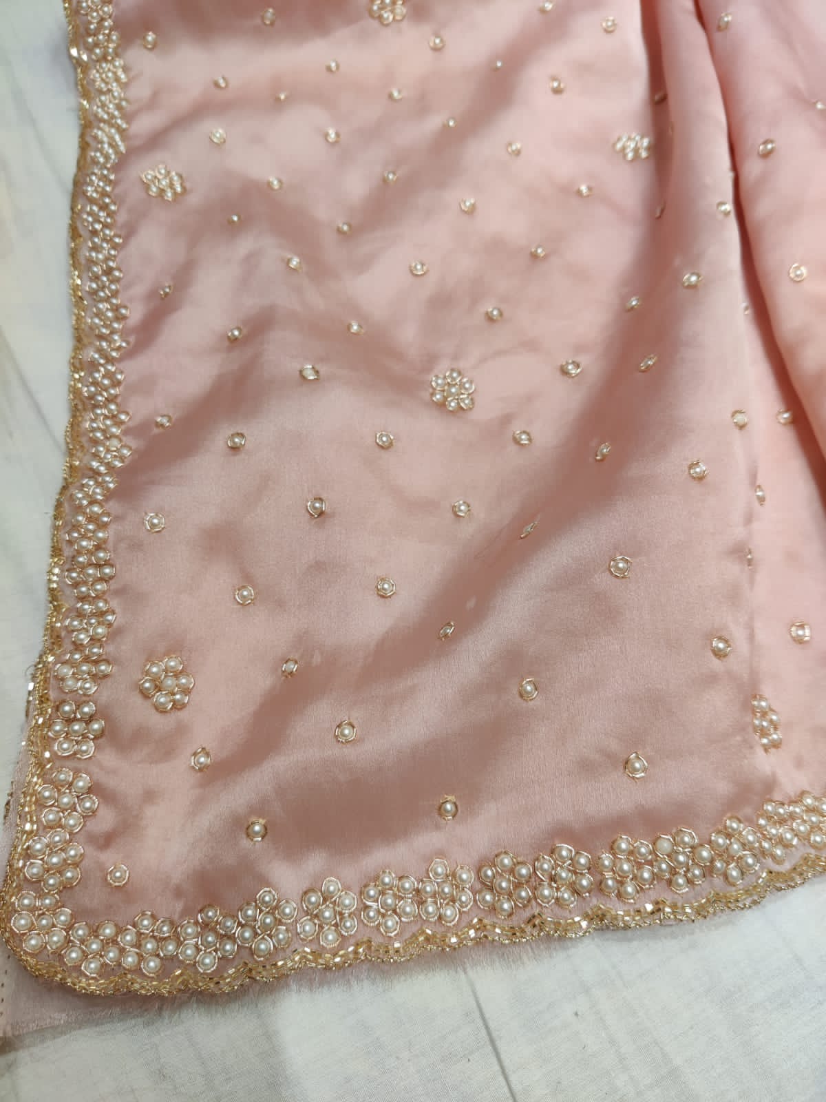 Pearl organza partywear saree - Saffronfashionindia