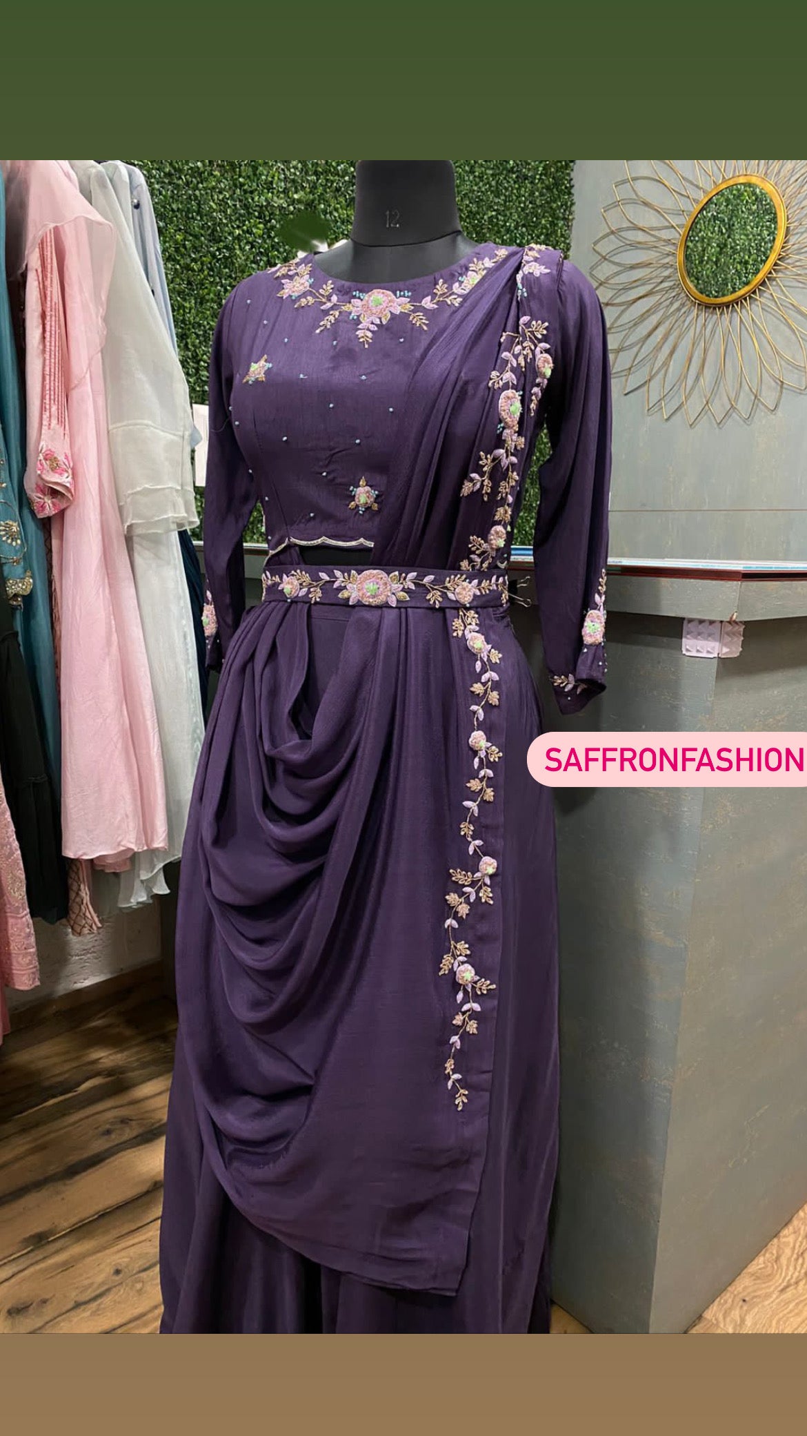 Indigo indowestern dress - Saffronfashionindia