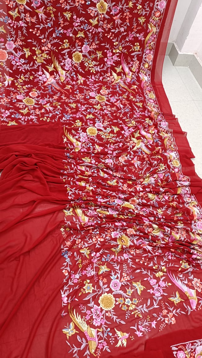 Red riding inspired Parsi saree - Saffronfashionindia