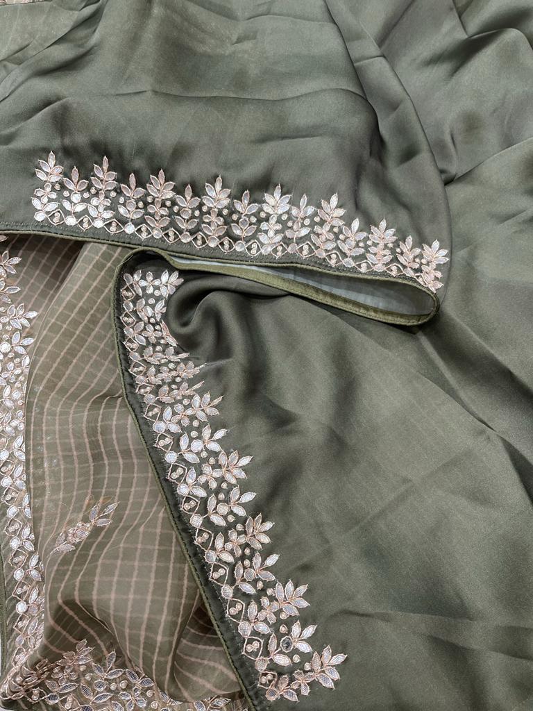 Muneba Lehariya organza saree - Saffronfashionindia