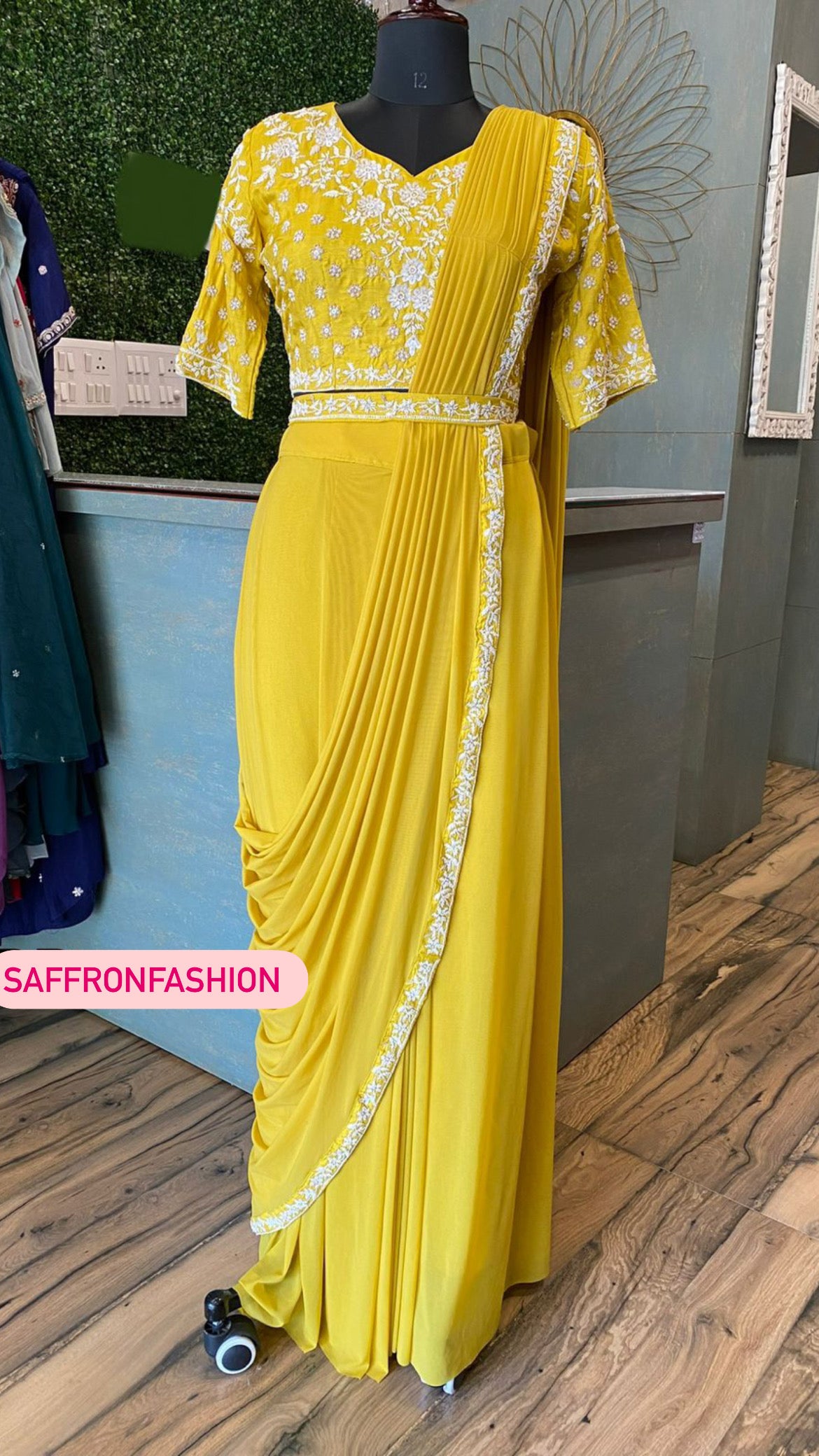 Yellow indowestern dress - Saffronfashionindia