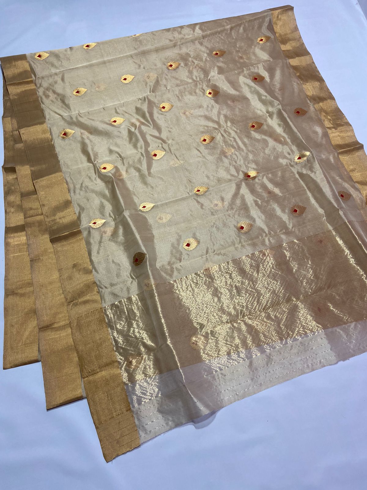 Jeni pattu Chanderi saree - Saffronfashionindia