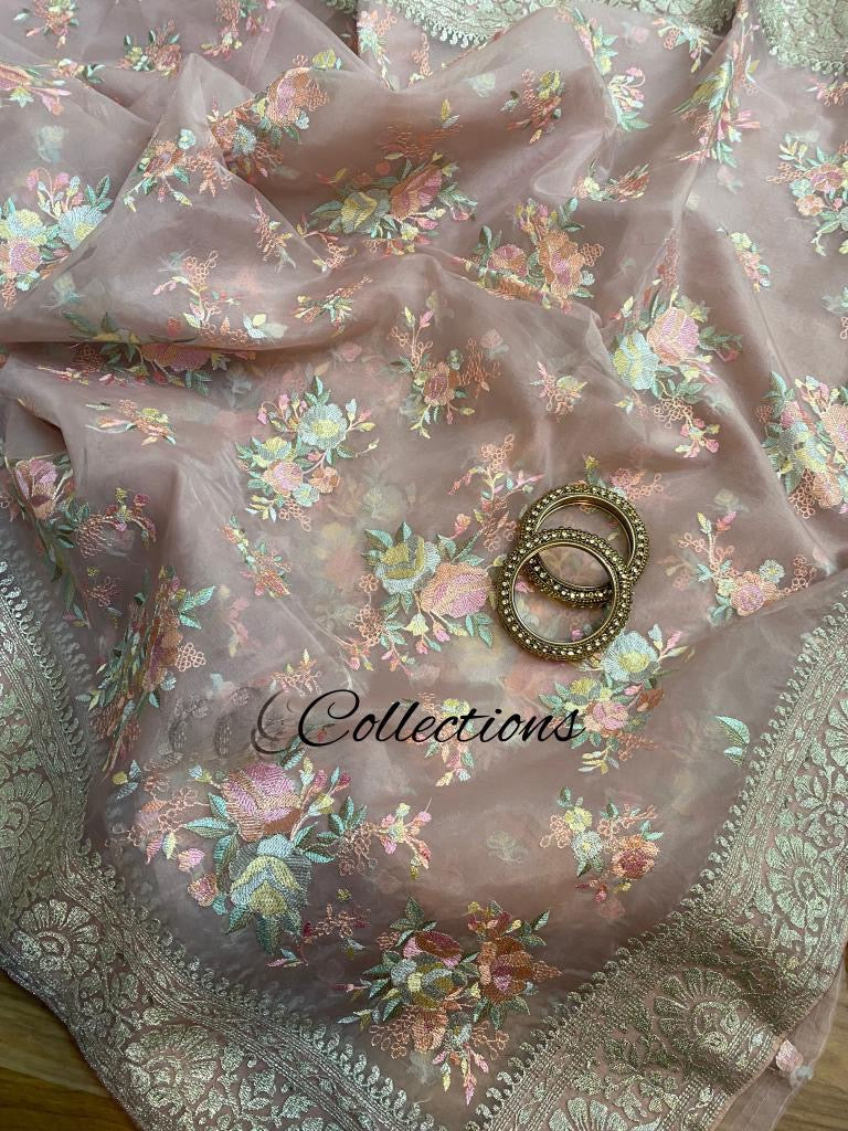 Vanilla gorgeous saree/embroidered saree - Saffronfashionindia