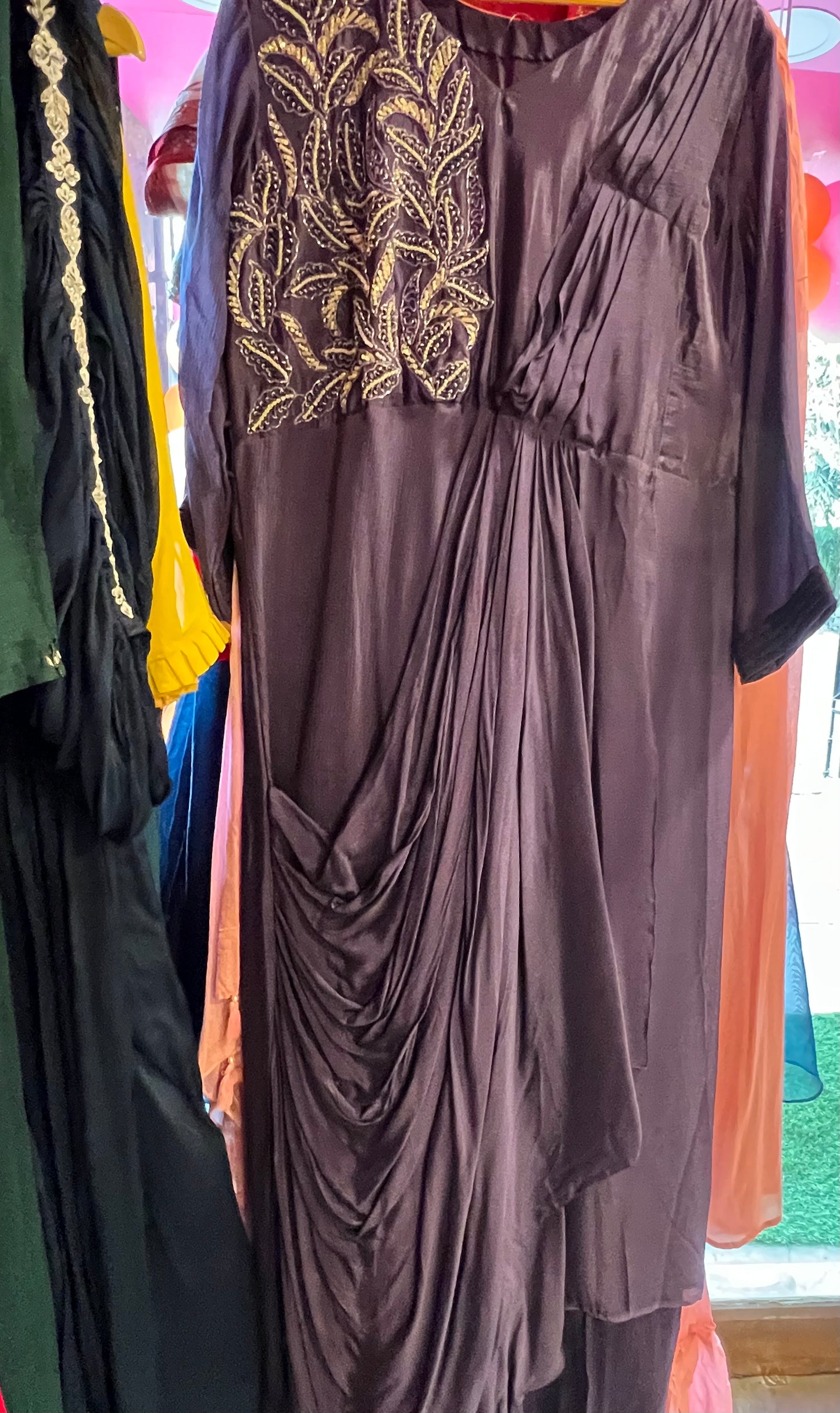Lavender beautiful gown dress - Saffronfashionindia