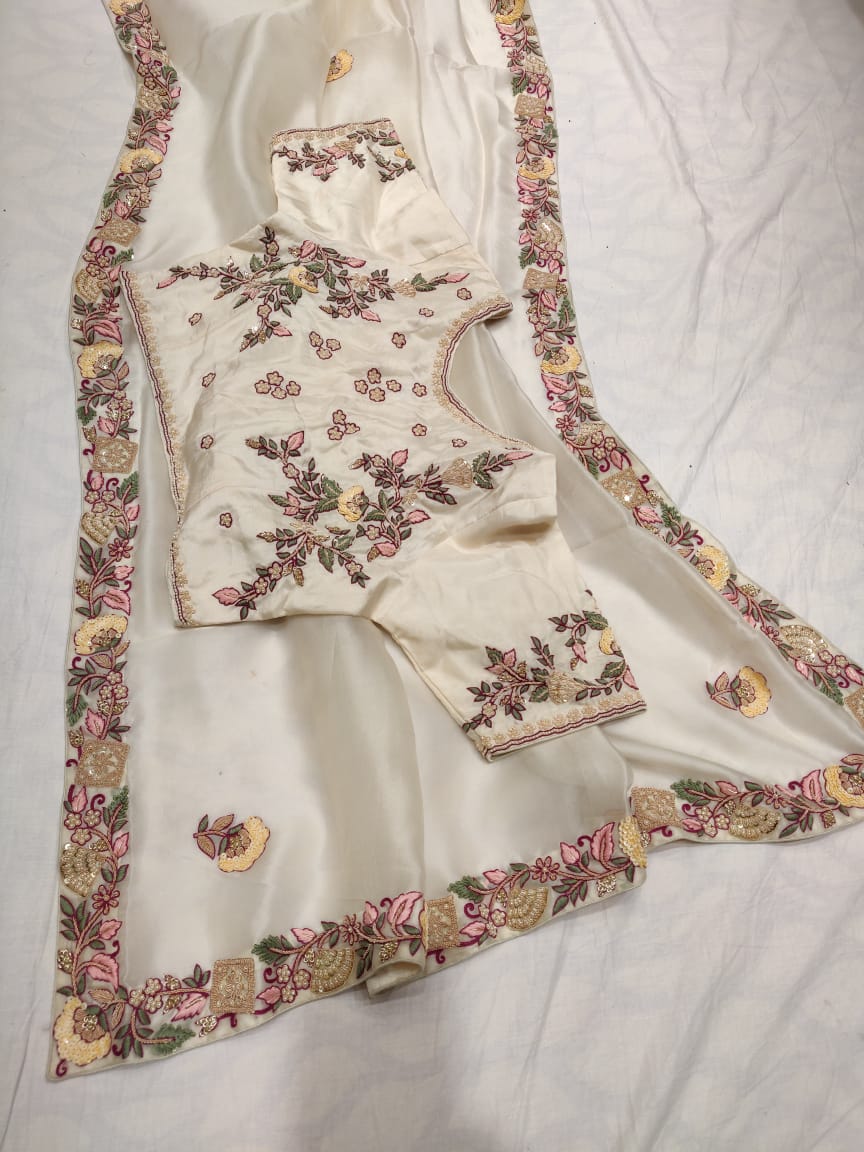 Apima embroidery saree - Saffronfashionindia