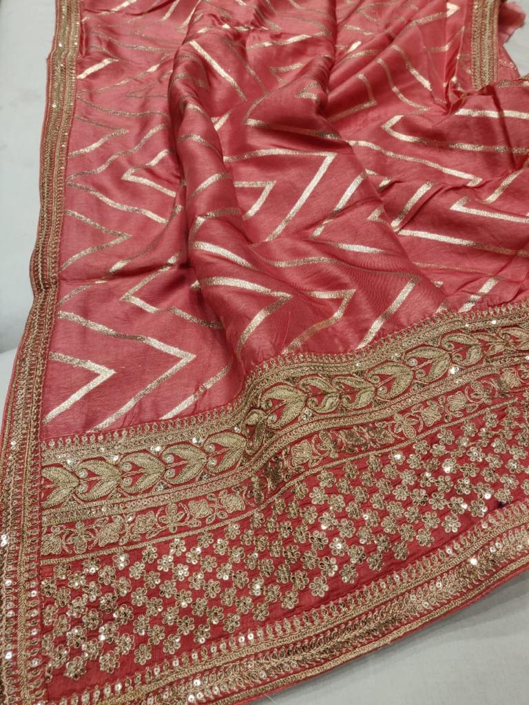 Striped inspired silk saree/casual sari - Saffronfashionindia