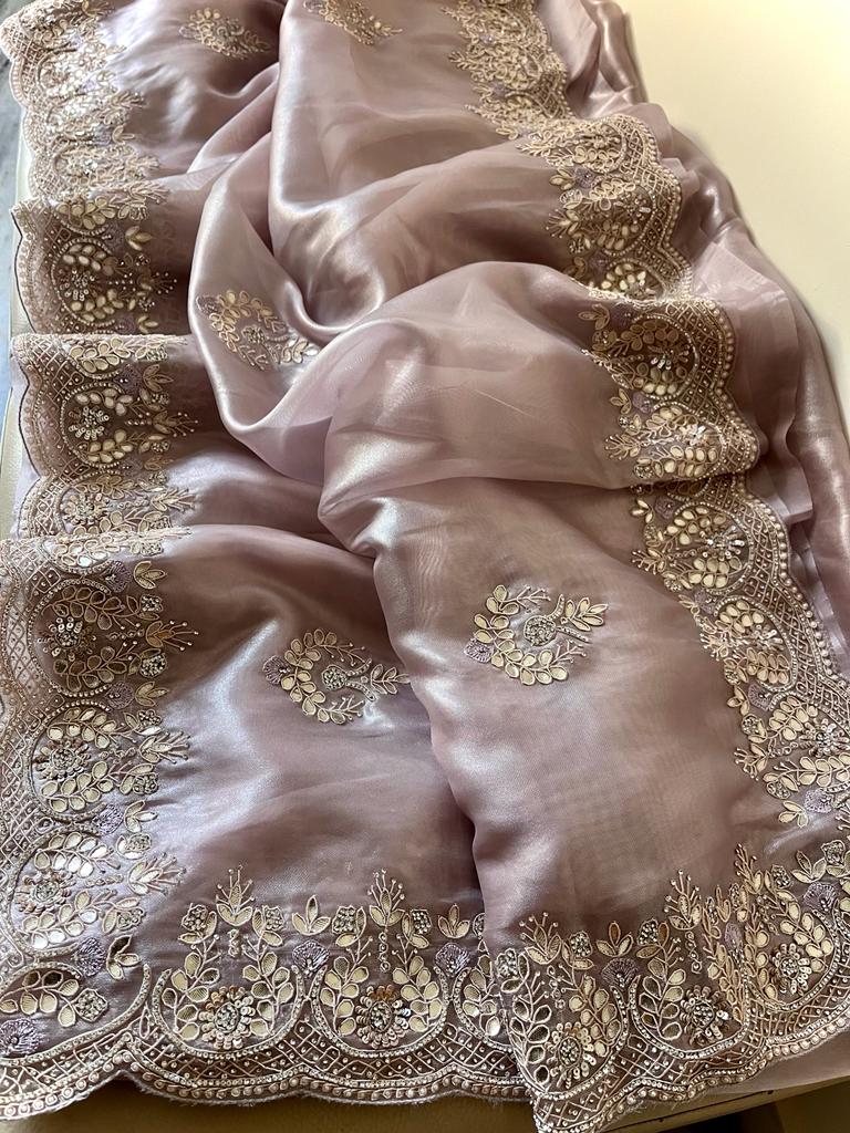 Gottapatti tissue organza saree - Saffronfashionindia
