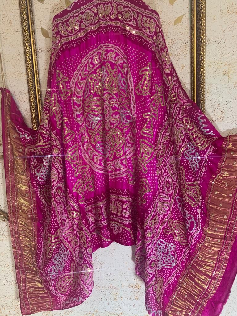 Exclusive pink gajji  embroidered dupatta - Saffronfashionindia