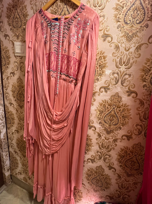 Pinakha dress,,,,peach dress - Saffronfashionindia