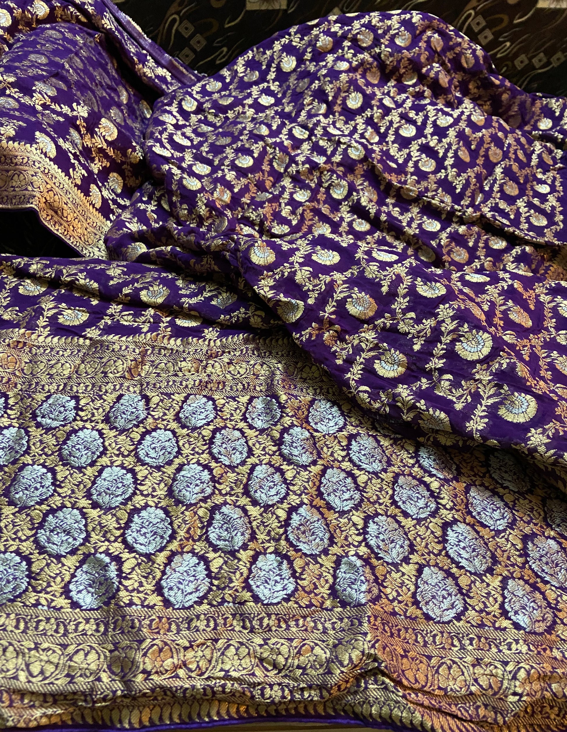 Royal blue Khaddi gorgette saree - Saffronfashionindia