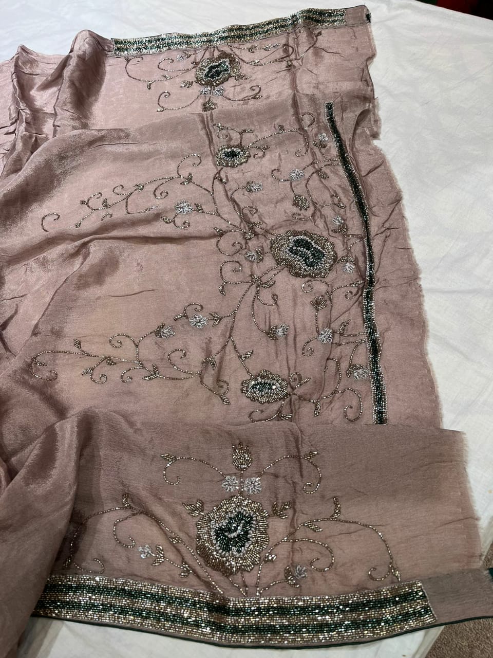Sabyasachi inspired velvet crepe saree - Saffronfashionindia
