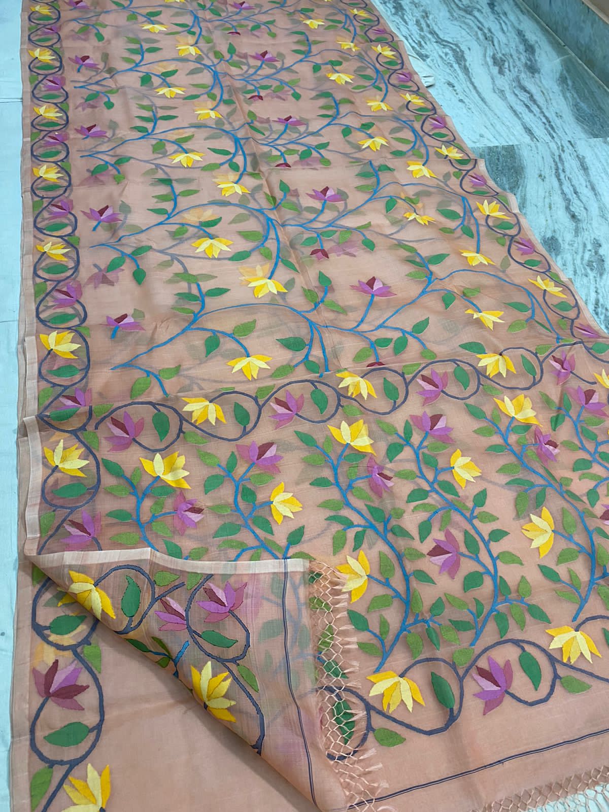 Kivara handwoven jamdani saree - Saffronfashionindia