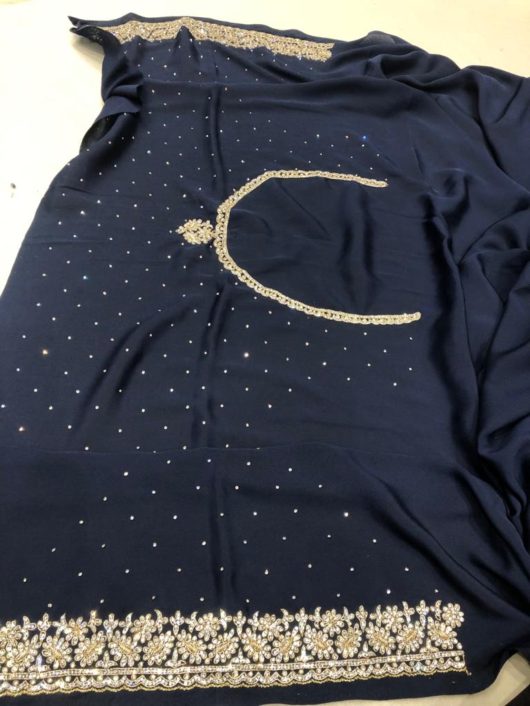 Crepe gorgette saree - Saffronfashionindia