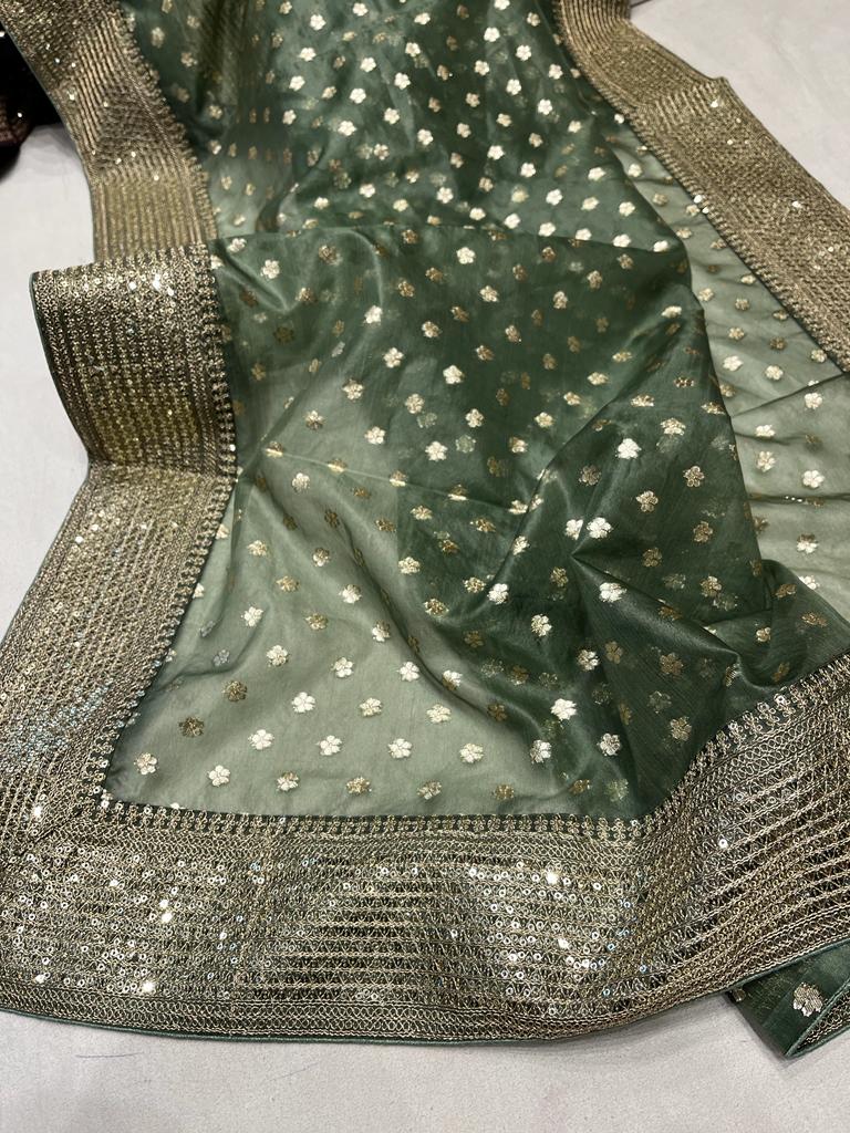 Kora partywear saree - Saffronfashionindia