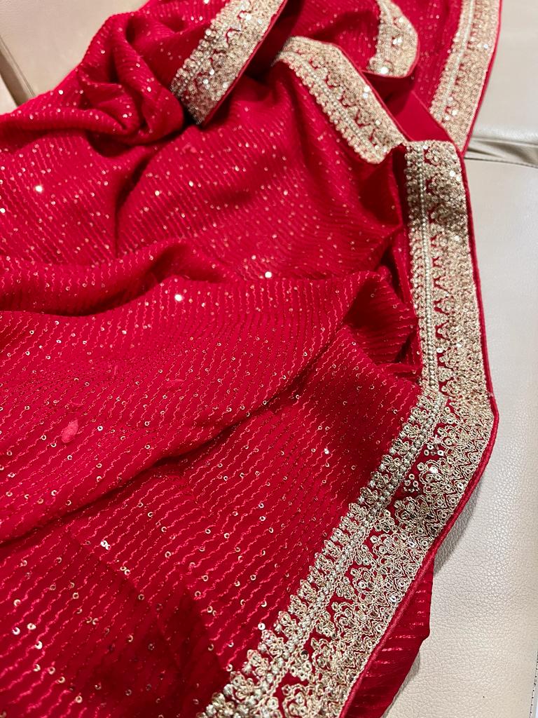 Gulzaar sequence gorgette saree - Saffronfashionindia