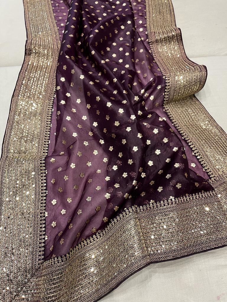 Kora partywear saree - Saffronfashionindia