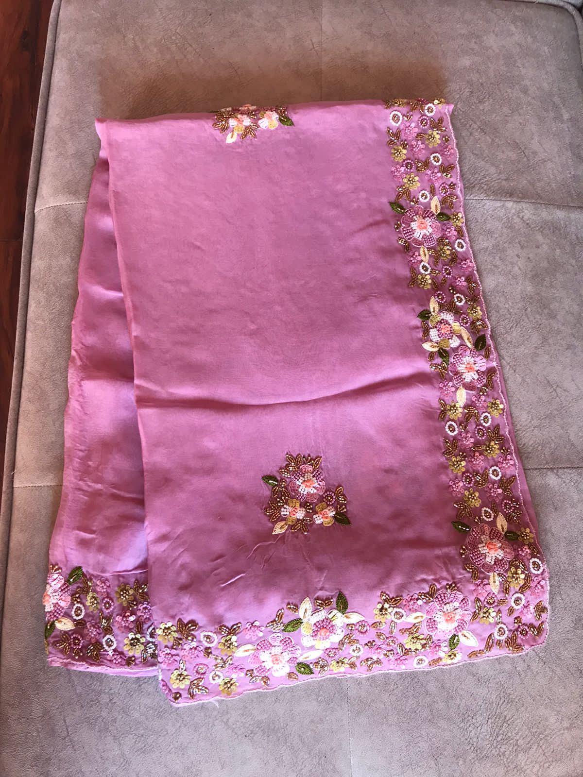 Maisha premium pink organza silk saree - Saffronfashionindia