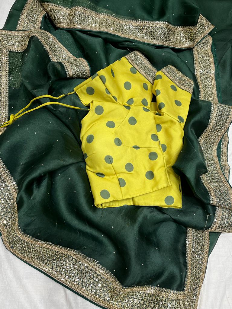 Blossom organza saree - Saffronfashionindia