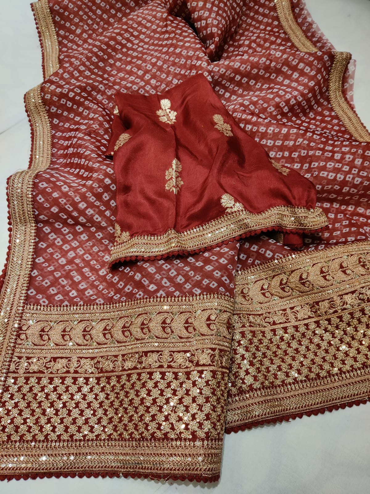 Omara lehariya organza saree - Saffronfashionindia