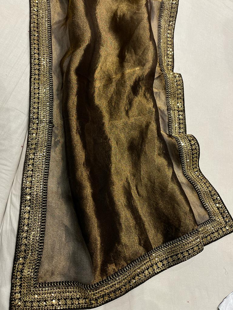 Kanjeevaram inspired tissue saree - Saffronfashionindia