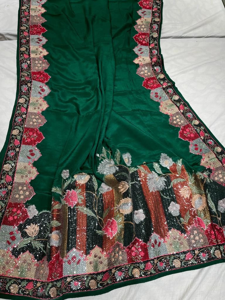 Ashvi crepe designer saree - Saffronfashionindia