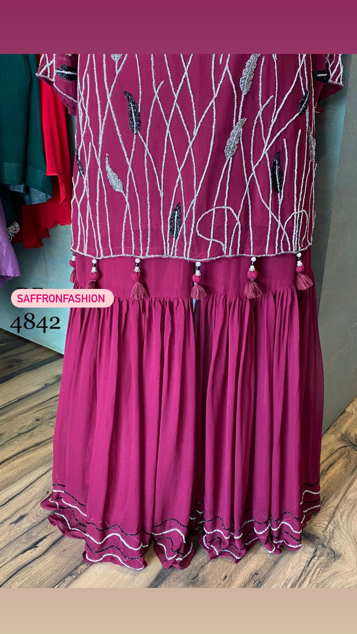 Komal gorgette kurta gharara - Saffronfashionindia