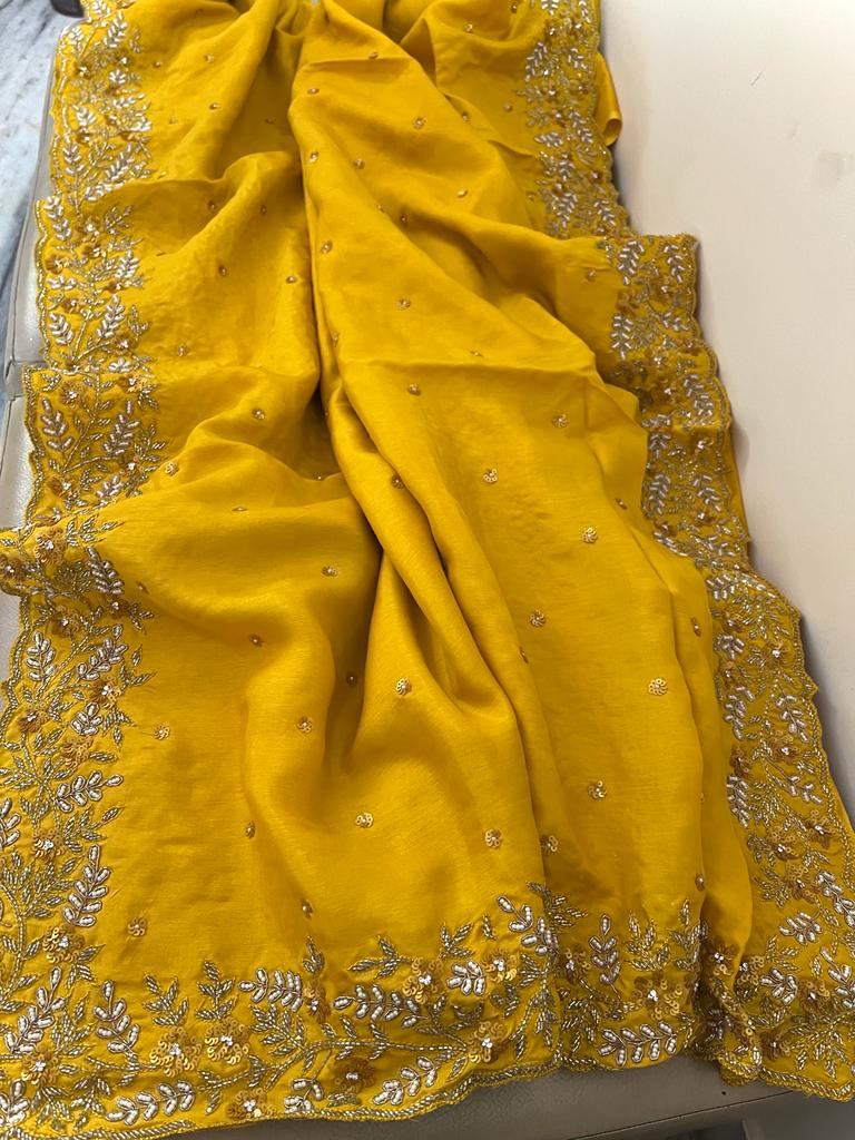 Monisha Russian inspired zardosi saree - Saffronfashionindia