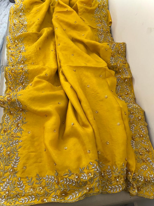 Monisha Russian inspired zardosi saree - Saffronfashionindia
