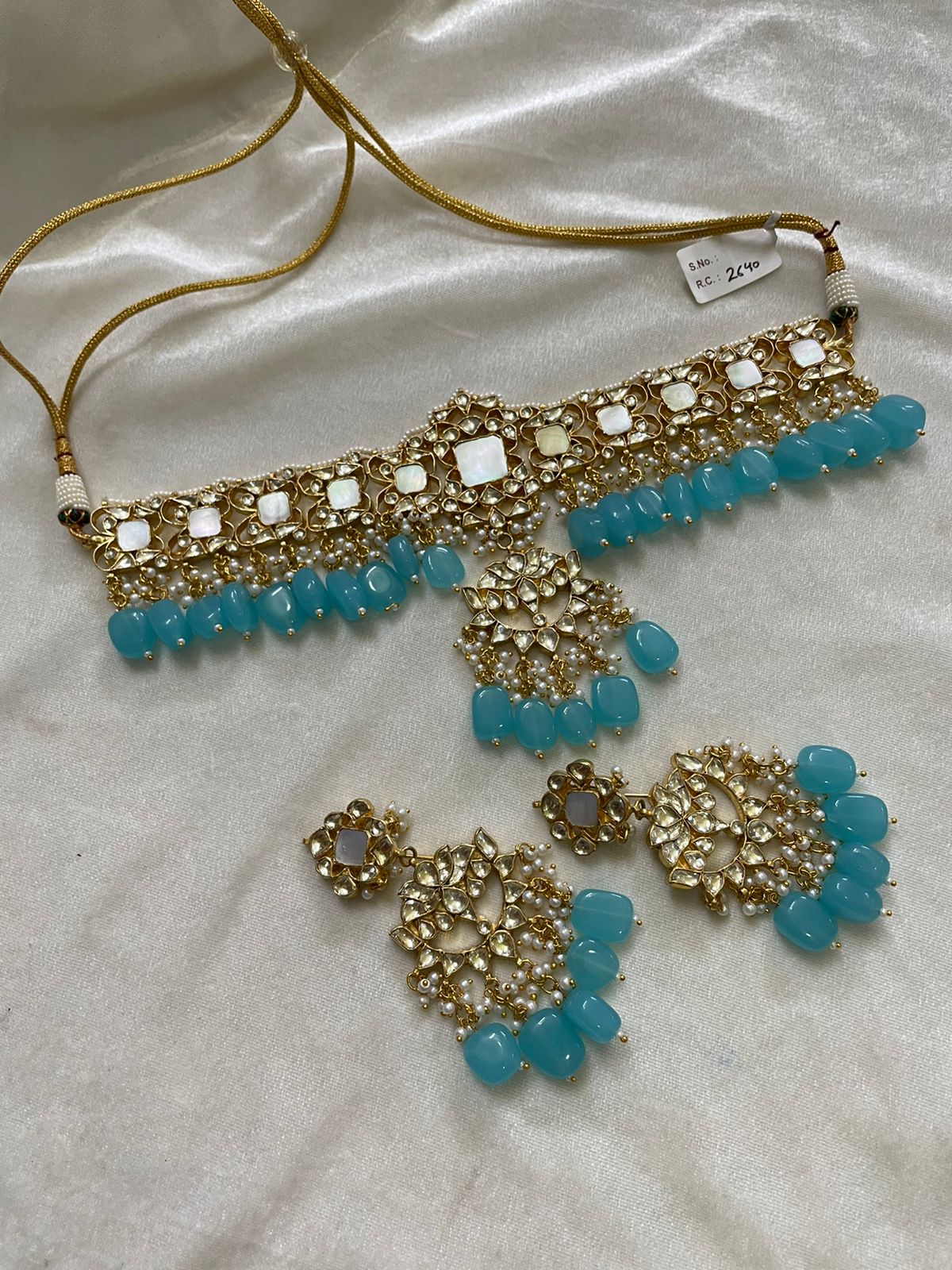Rubin blue necklace set - Saffronfashionindia