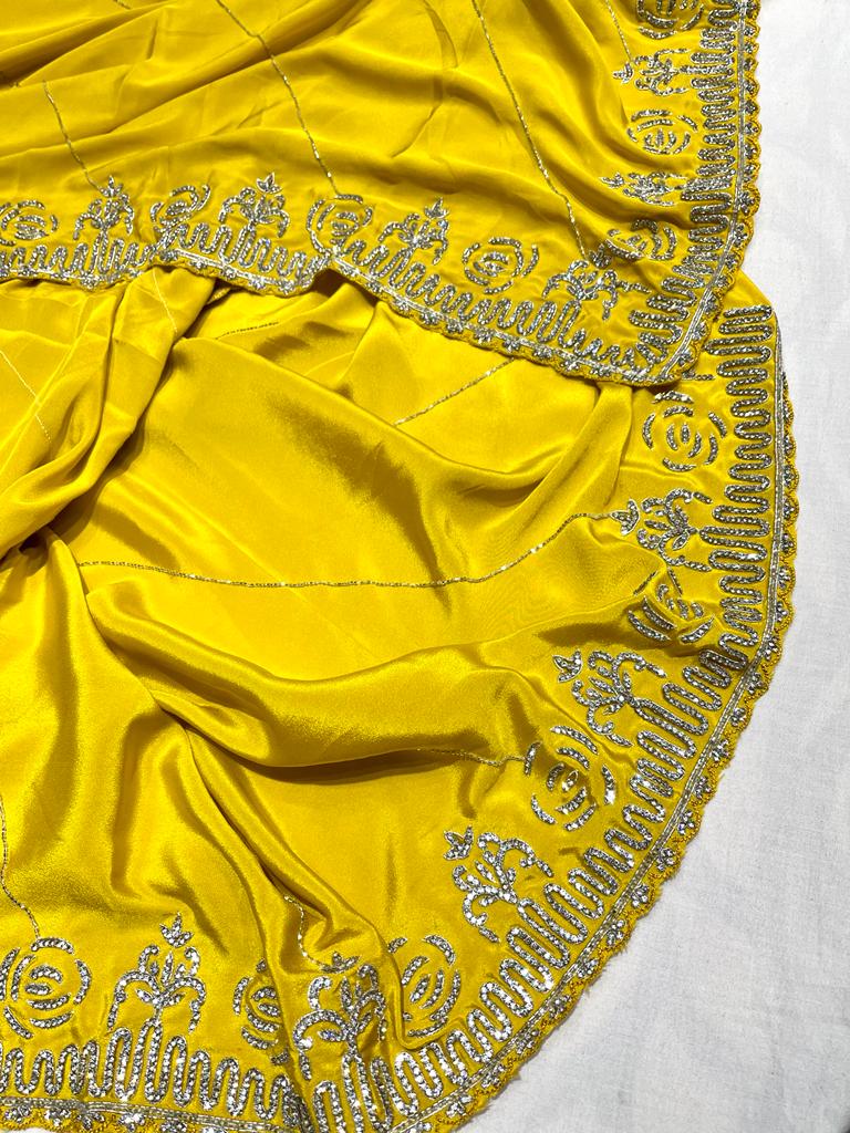 Avisha crepe zardosi saree - Saffronfashionindia