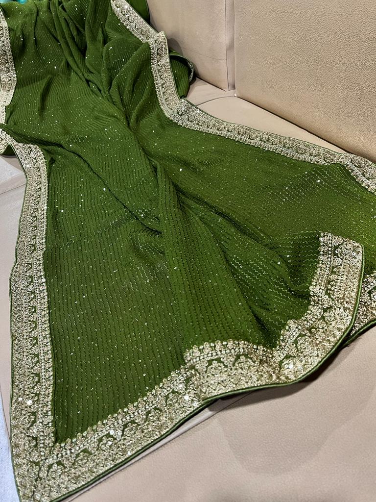 Gulzaar sequence gorgette saree - Saffronfashionindia