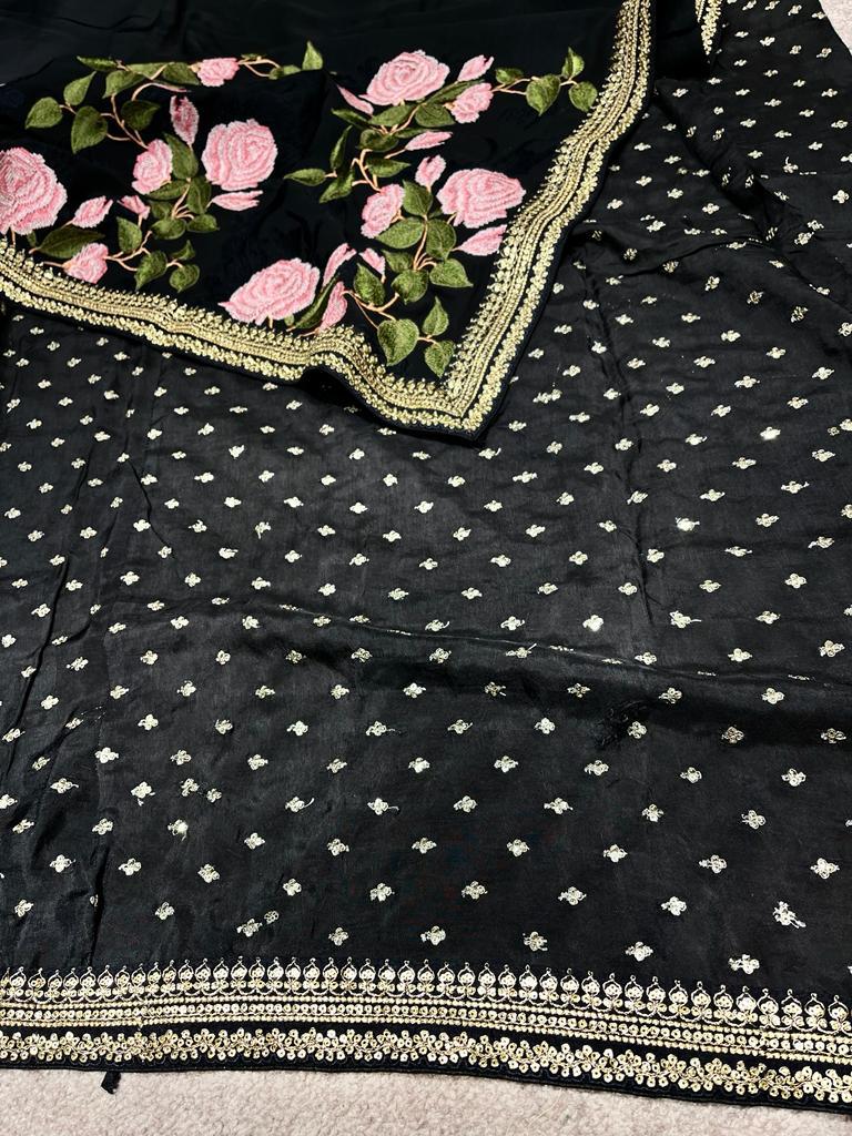 Embroidered floral saree,,,,beautiful sari - Saffronfashionindia
