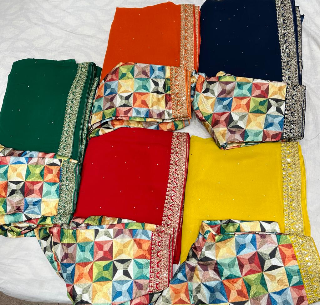 Anika gorgette zardosi saree - Saffronfashionindia
