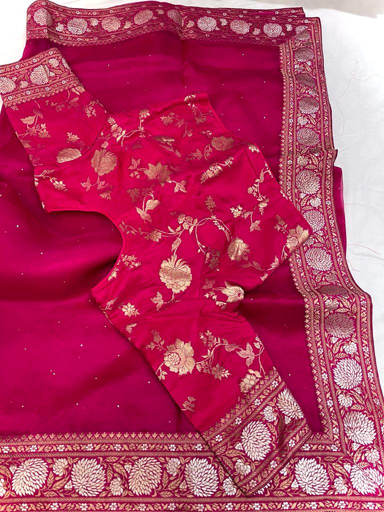 Divit organza saree/banarsi saree - Saffronfashionindia
