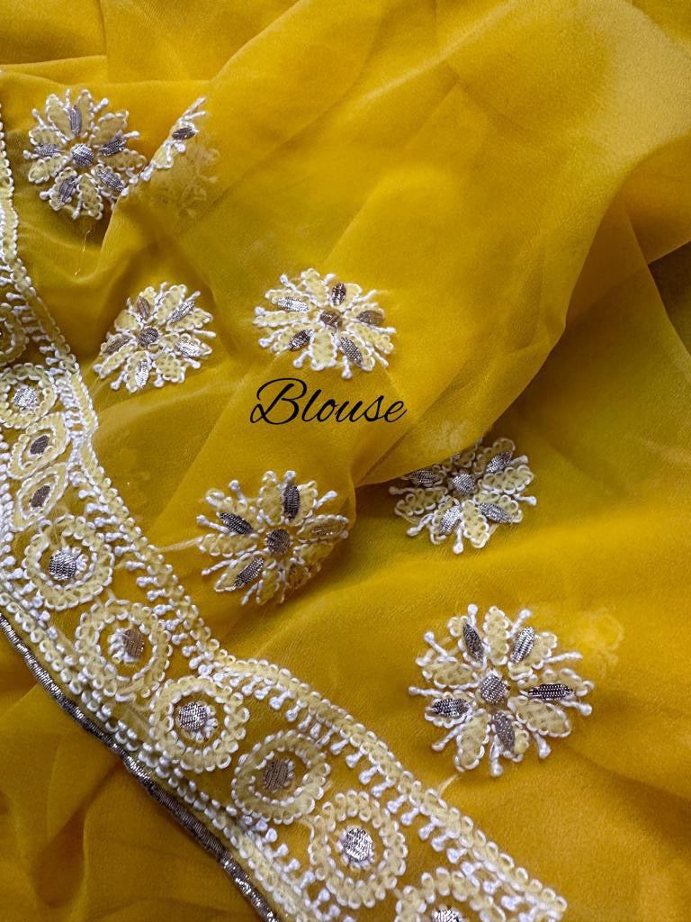 Embroidered Chikankari gottapatti inspired saree - Saffronfashionindia