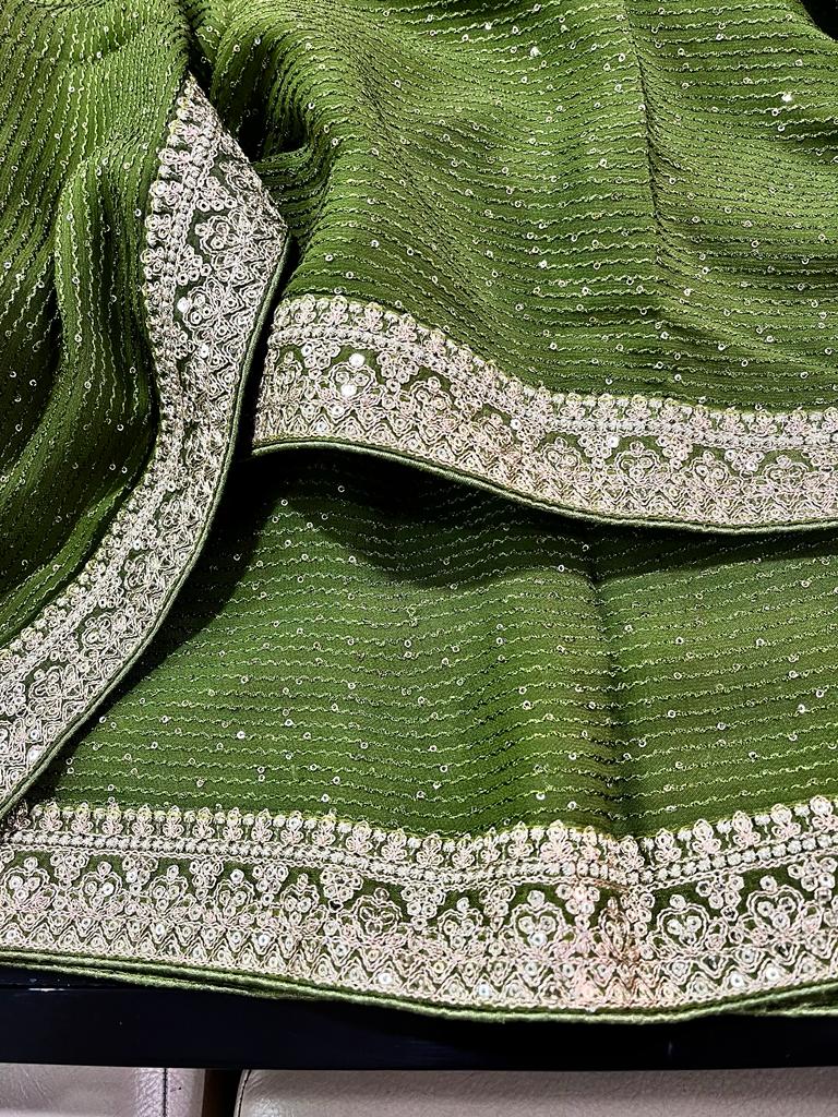 Gulzaar sequence gorgette saree - Saffronfashionindia