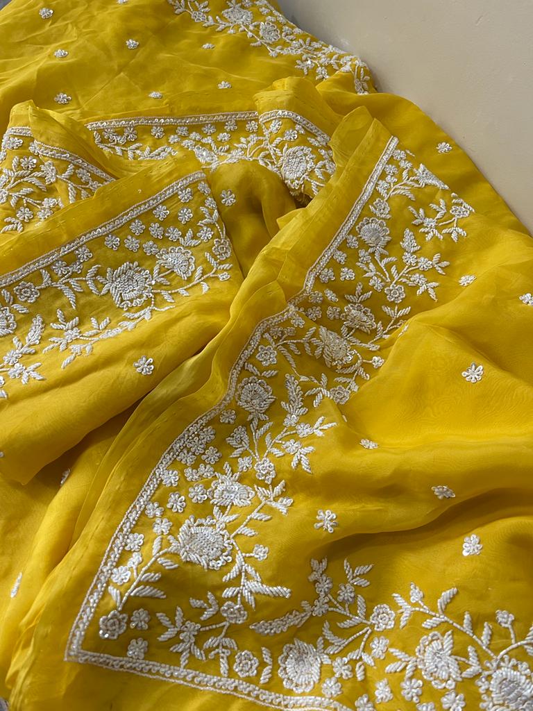 Lipshika katdana organza saree - Saffronfashionindia