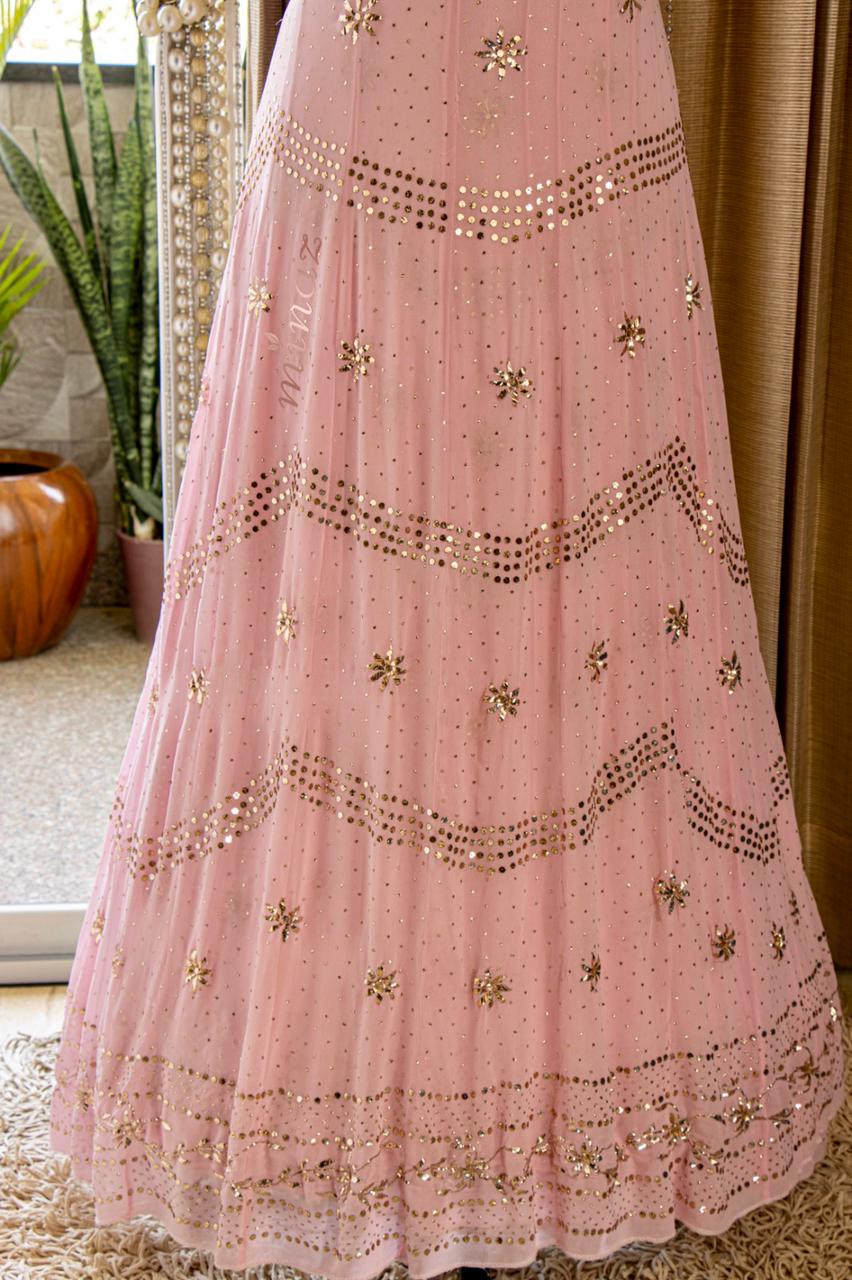 Kamdani pink anarkali gorgette suit - Saffronfashionindia
