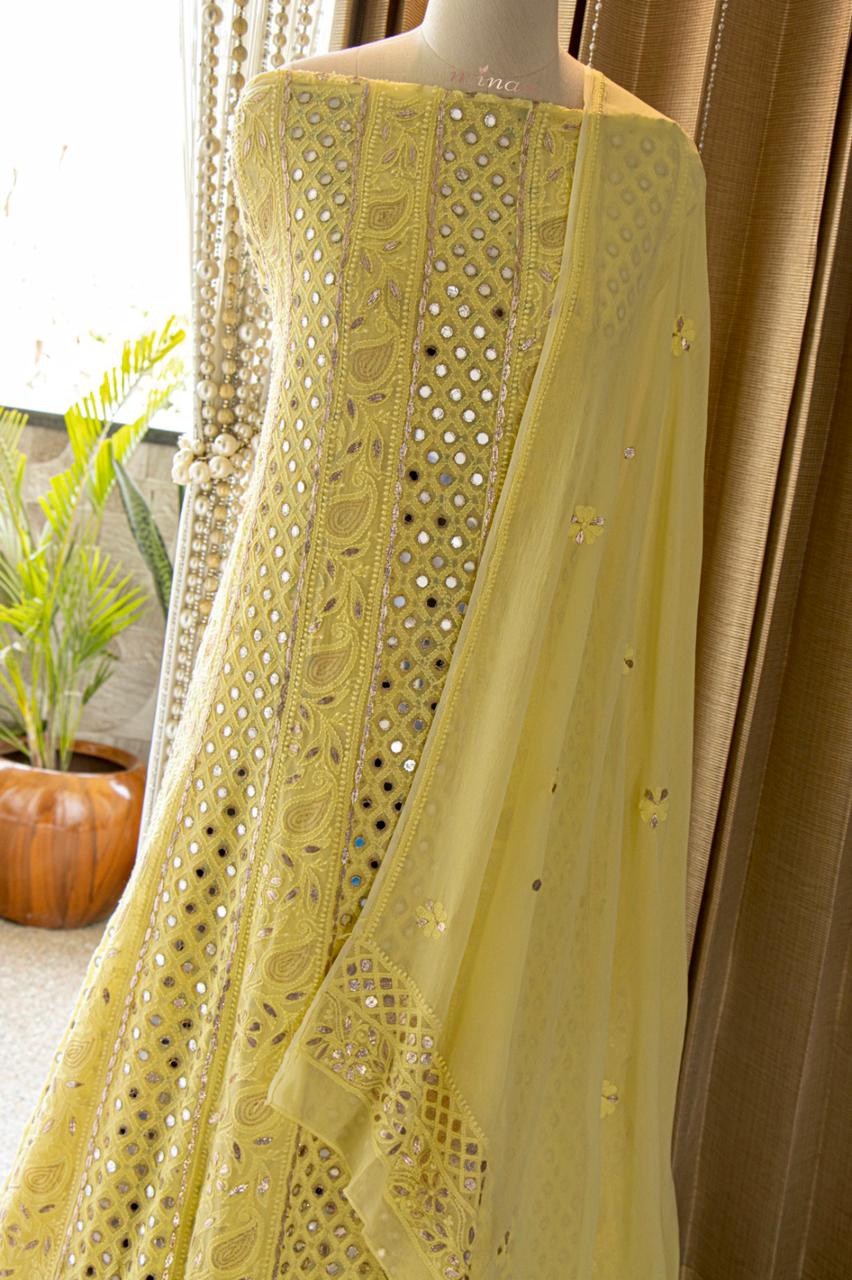 Anarkali inspired gorgette suit - Saffronfashionindia