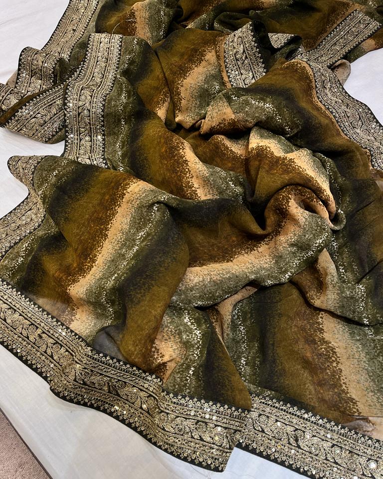Perisha gorgette saree - Saffronfashionindia