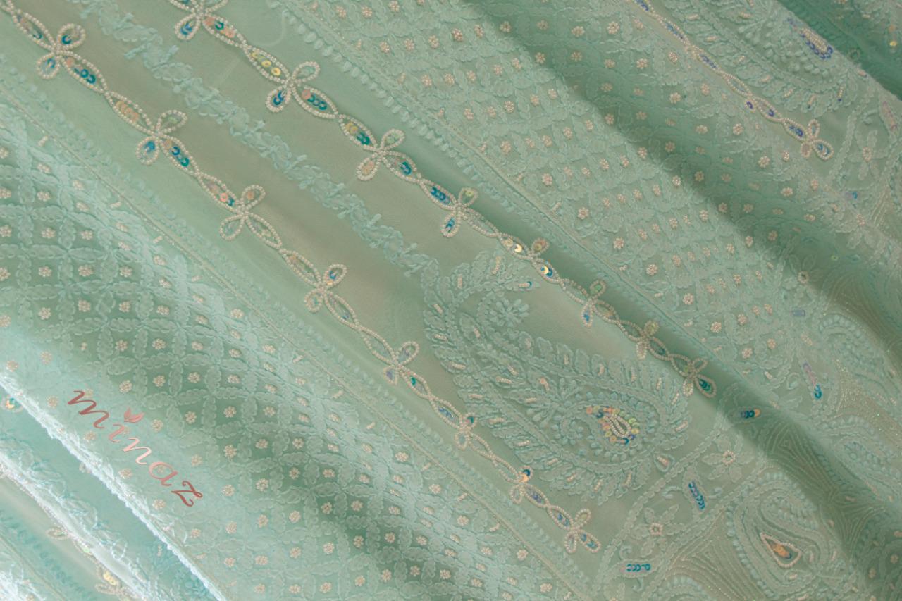 Authentic Anarkali Chikankari suit - Saffronfashionindia