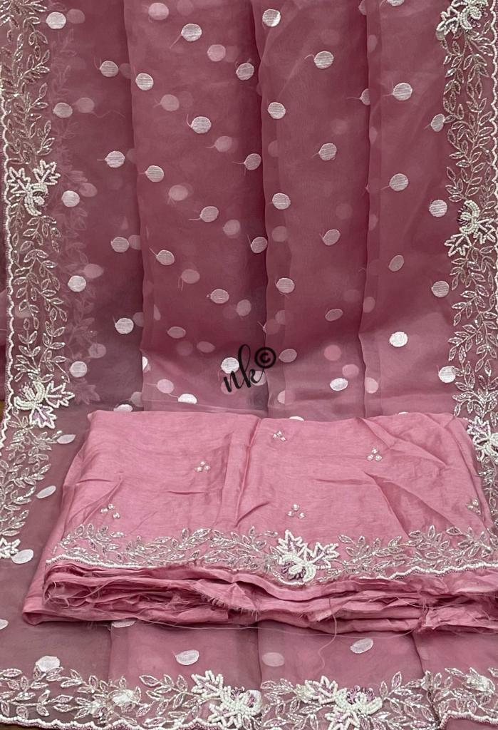 Polka dot organza saree - Saffronfashionindia