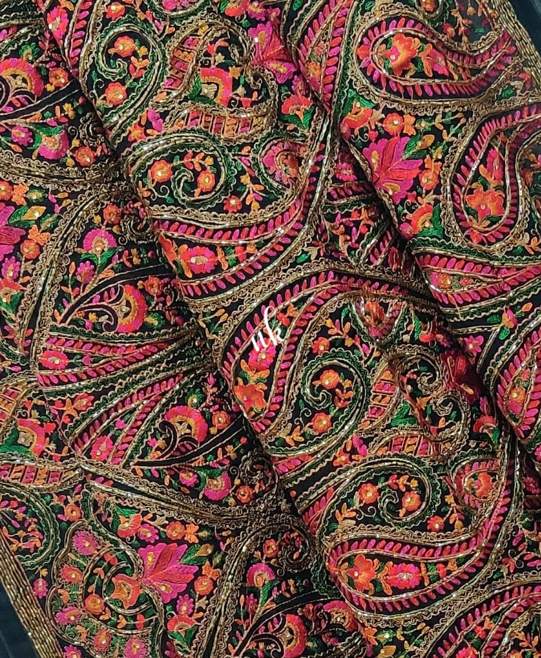 Kashmiri inspired gorgette saree - Saffronfashionindia