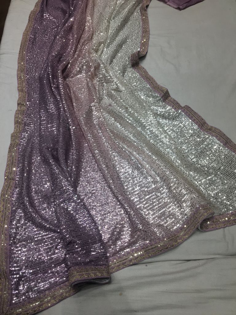 Sequins partywear saree - Saffronfashionindia