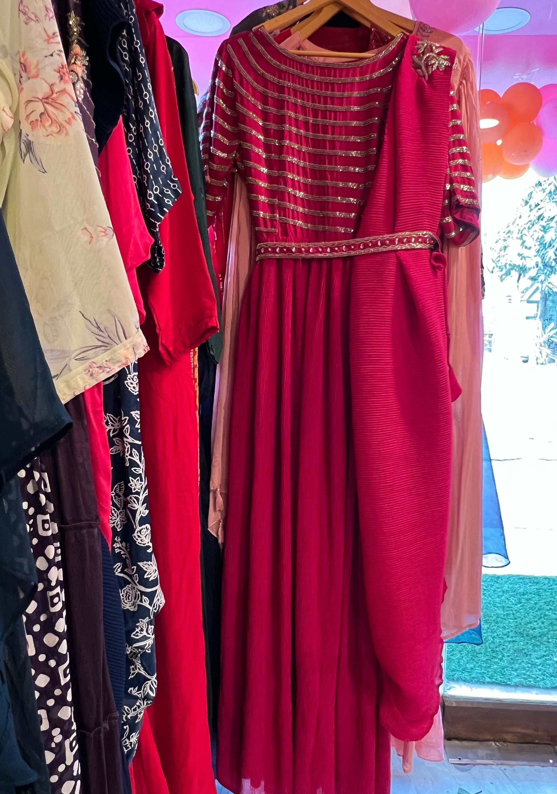 Nora pink beautiful gown - Saffronfashionindia