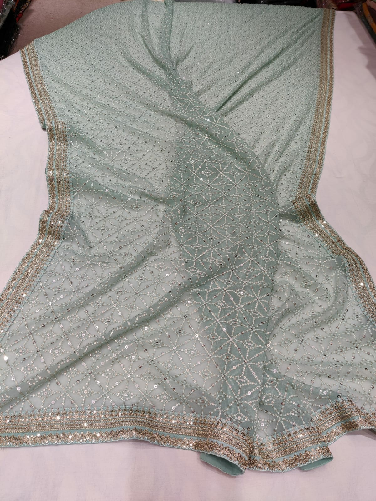 Fallon gorgette sequins saree - Saffronfashionindia